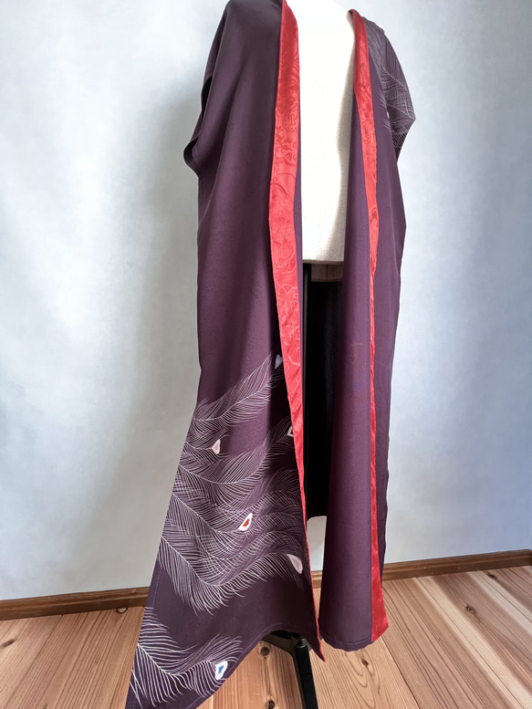 訪問着を羽織って纏って kimono haori  ロングジレ　ロングカーディガン　ロングガウン　着物リメイク　 2枚目の画像