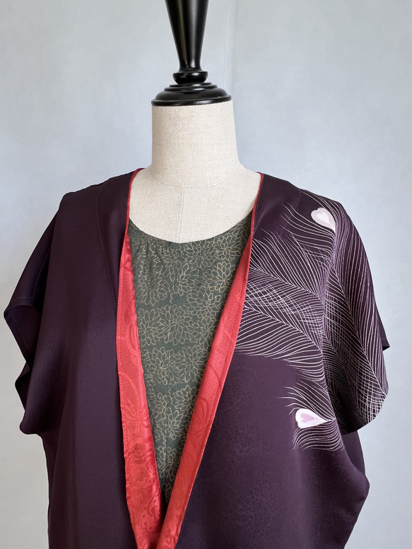 訪問着を羽織って纏って kimono haori  ロングジレ　ロングカーディガン　ロングガウン　着物リメイク　 5枚目の画像