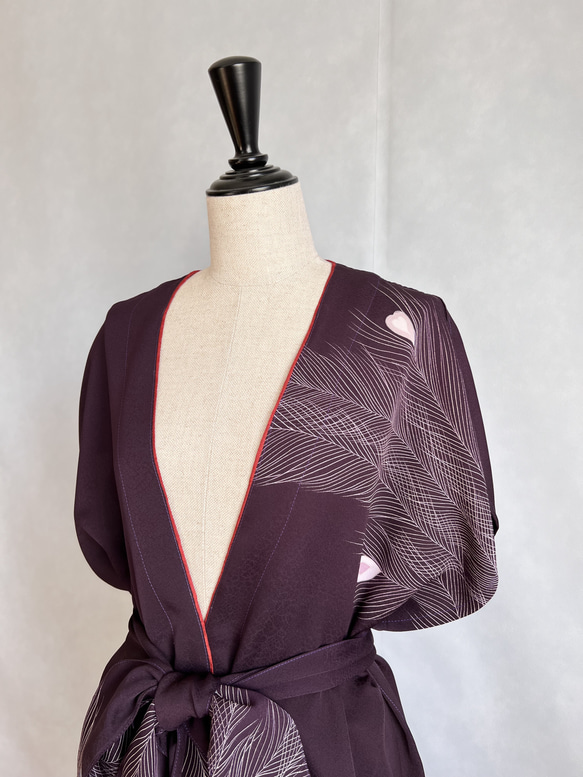 訪問着を羽織って纏って kimono haori  ロングジレ　ロングカーディガン　ロングガウン　着物リメイク　 4枚目の画像