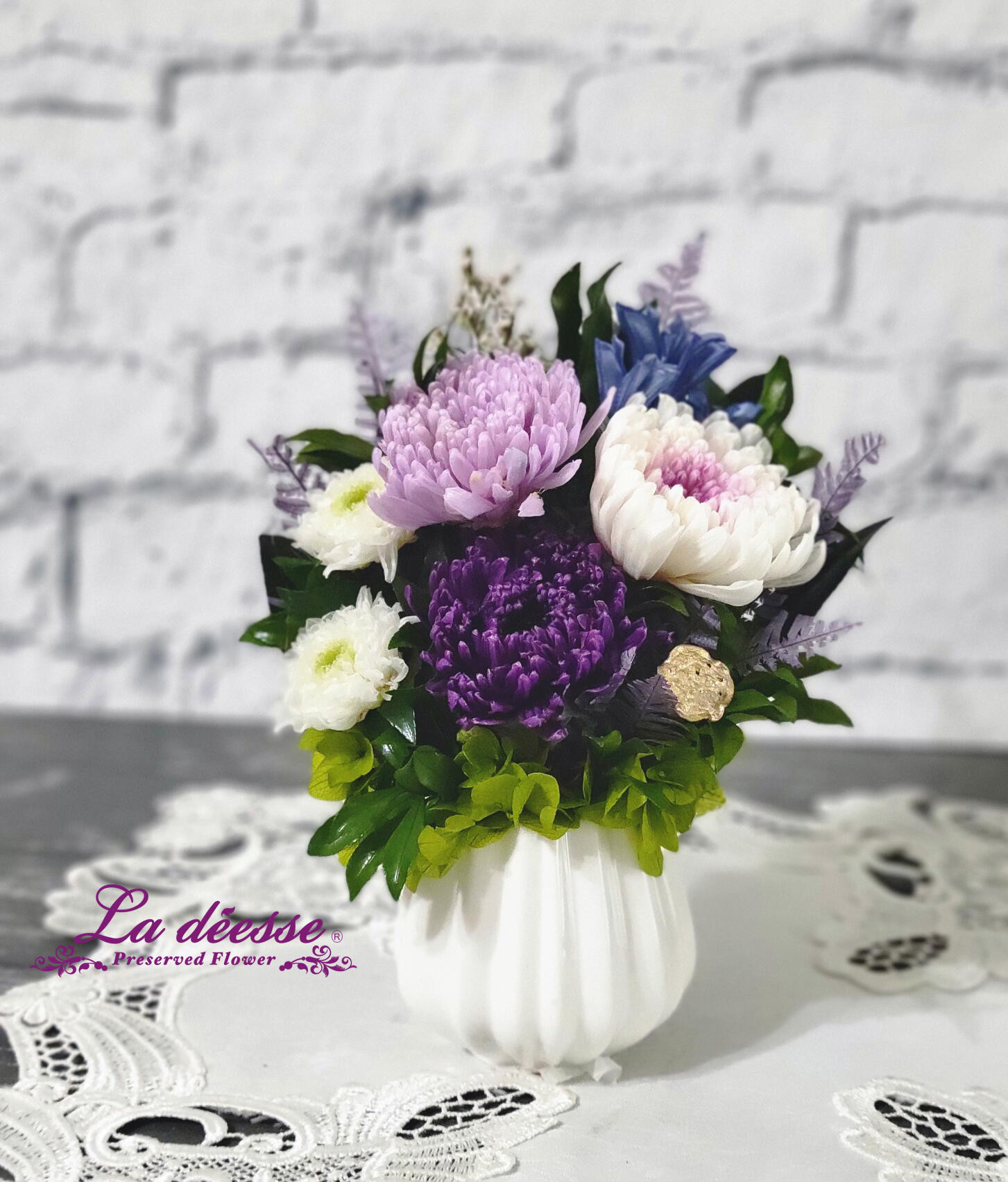 大切な人にいつもお花をたむけて_お供仏花プリザーブドフラワー紫凰_全部天然素材使用【Creema限定】たくさん再販