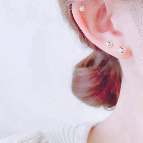 一粒ピアス インカローズ 6.5mm 天然石 スタッドピアス✦ ピアス 