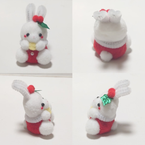 ↟⍋ポンポンXmas⍋↟*カップ入り！クリスマス白うさちゃん(ᐢ