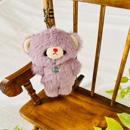 モフモフくまのぬいぐるみ☆バッグチャーム【薄紫色】※受注制作