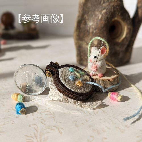 白ネズミ 刺繍をする ミニチュア ネズミ 手芸 刺繍 その他置物 sky