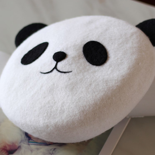 羊毛ねこターバンベレー(グレーホワイト) 羊毛ねこターバンベレー(グレーホワイト) ベレー帽・ハンチング