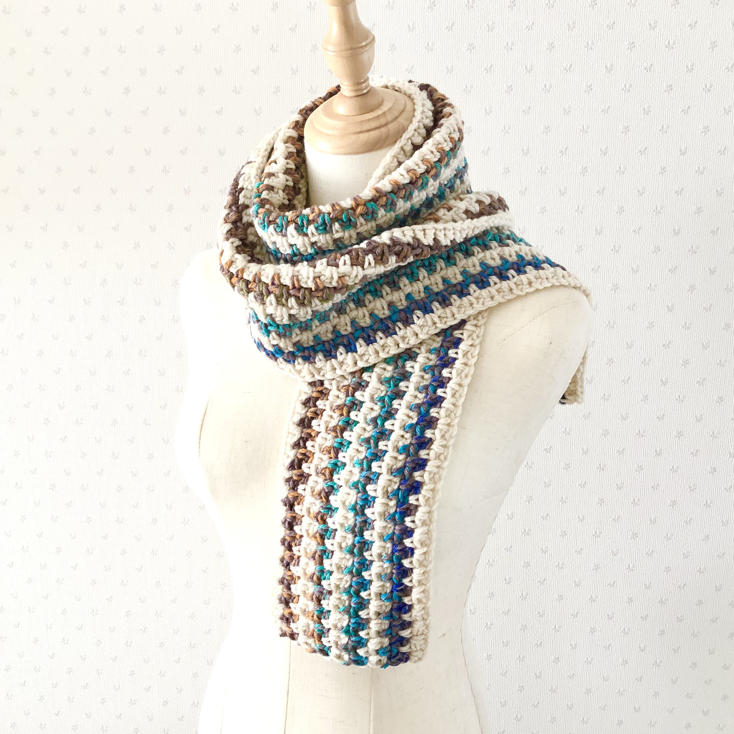 マフラー 男女兼用 サンセットグラデーション メンズ レディース ニット 手編み ロングマフラー シンプル 男性