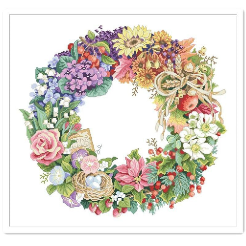 クロスステッチ刺繍☆リース☆ 刺繍 輸入キット Dimensions クロスステッチキット Wildflower