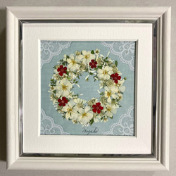 押し花 押し花アート クリーマ限定クリスマス2023 白バラ リース