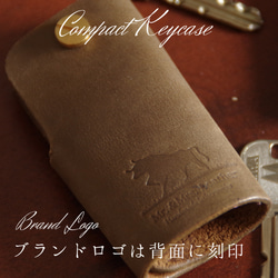 【キーケース】　キーポスト　革小物　ハンドメイド　手作り　メンズ　レディース　セミオーダー　カーキ 3枚目の画像