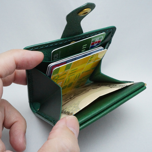 本革 イタリアンレザー コンパクト財布／ウォレット バネ口タイプ