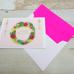 リースと小花のクリスマスカード(ピンク) 7枚目の画像