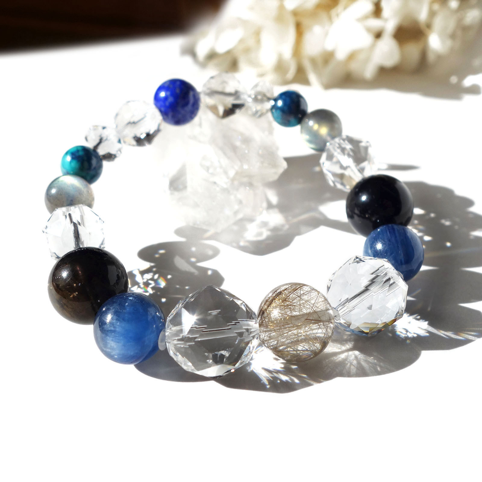 Limited／一点もの　シルバールチルクォーツ×カイヤナイト×アイオライト×ラピスラズリ　リミテッドブレスレット