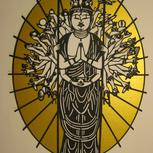 切り絵 千手観音像専用「光背金紙」 切り絵 切り絵屋きりの介