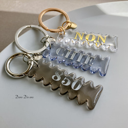 clear name keyring keychain naminami【名入れ無料　キーホルダー♡ なみなみ】 1枚目の画像