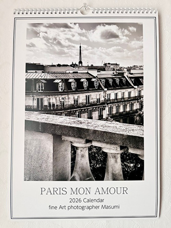 2026年モノクロカレンダー Paris mon amour カレンダー LA VIE EN ROSE