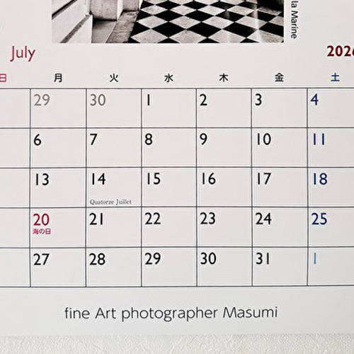 2026年モノクロカレンダー Paris mon amour カレンダー LA VIE EN ROSE