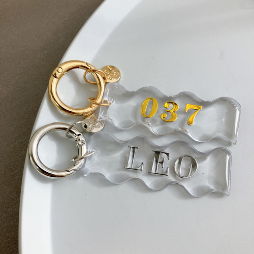 clear name keyring keychain kunekune【名入れ無料