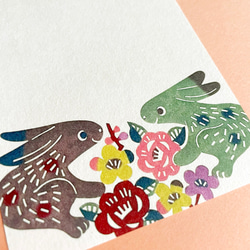 彩色剪紙和紙一筆筆記【20張兔紋相對，冬春相會】 第2張的照片