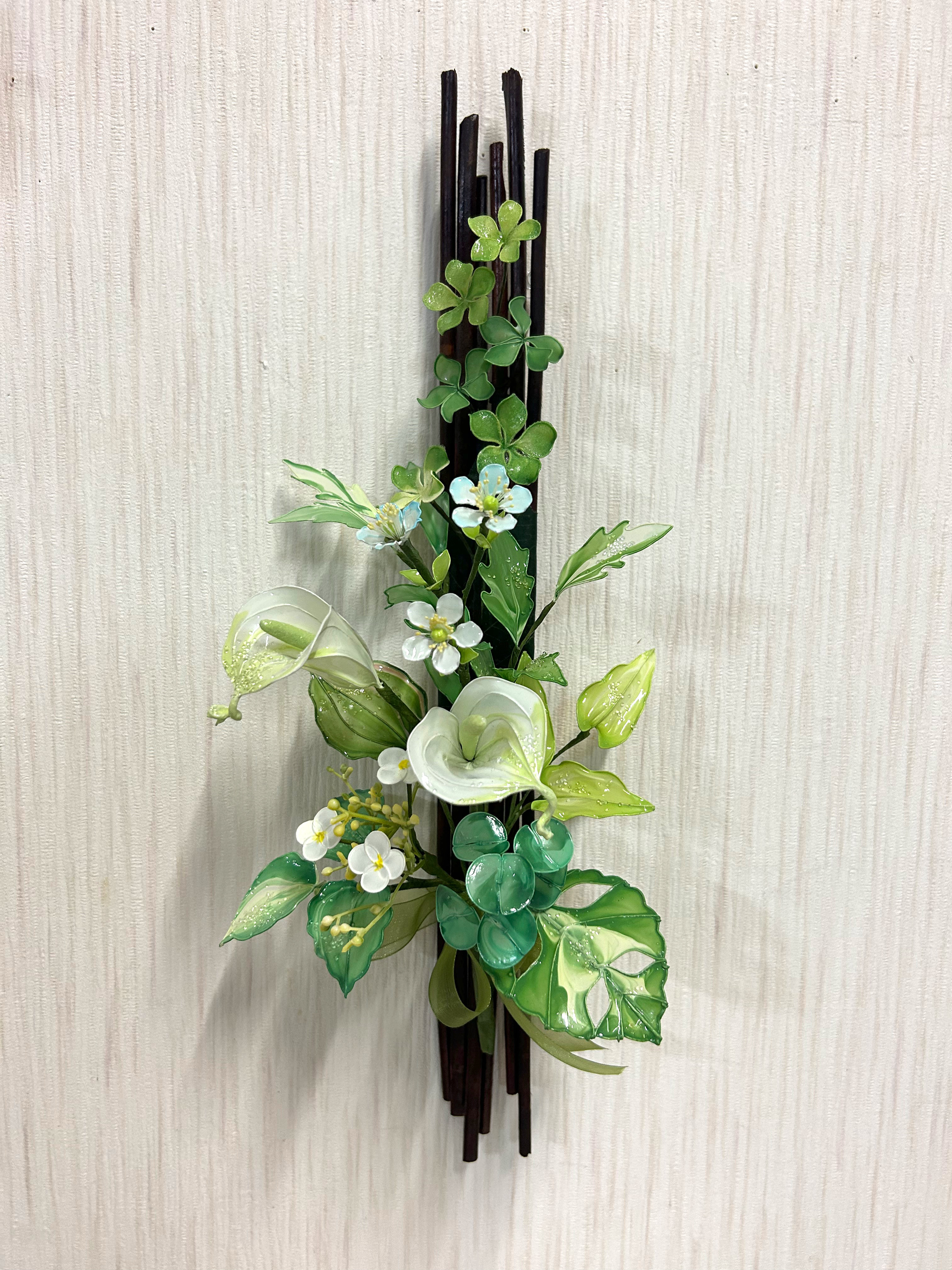 ヴィンテージ Blum カラーの花のウォールプレート　壁掛け／Cheri