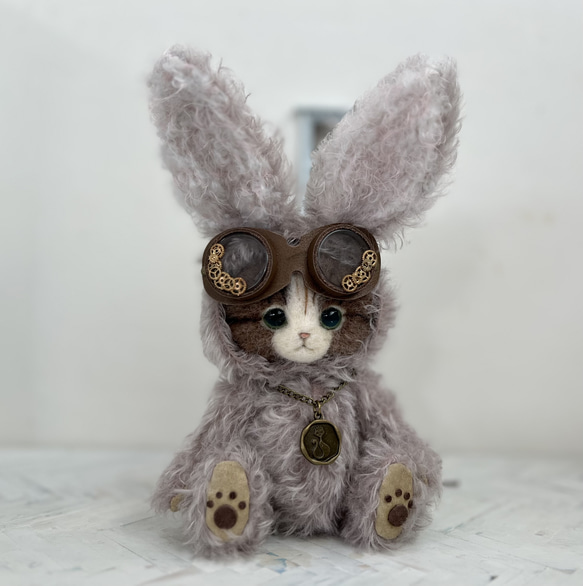 羊毛フェルト＊fluffy teddy【グレー】 羊毛フェルト＊fluffy teddy【グレー】