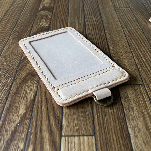 【2面窓付・ヌメ生成】IDカードケース CC2-010ki 定期入れ 身分証明書入れ パスケース 240407 6枚目の画像