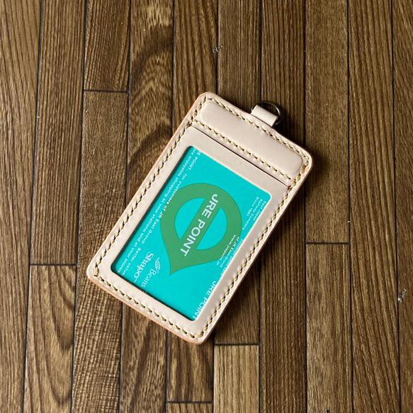 【2面窓付・ヌメ生成】IDカードケース CC2-010ki 定期入れ 身分証明書入れ パスケース 240407 7枚目の画像