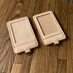 【2面窓付・ヌメ生成】IDカードケース CC2-010ki 定期入れ 身分証明書入れ パスケース 240407 4枚目の画像