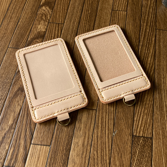 【2面窓付・ヌメ生成】IDカードケース CC2-010ki 定期入れ 身分証明書入れ パスケース 240407 4枚目の画像