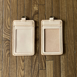 【2面窓付・ヌメ生成】IDカードケース CC2-010ki 定期入れ 身分証明書入れ パスケース 240407 3枚目の画像