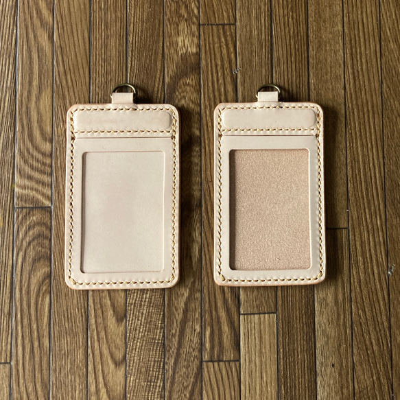 【2面窓付・ヌメ生成】IDカードケース CC2-010ki 定期入れ 身分証明書入れ パスケース 240407 3枚目の画像