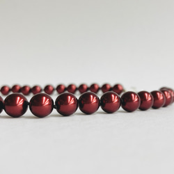 ガラスパールオールノットネックレス/8mm約43cm/ボルドー/R/made in japan 5枚目の画像