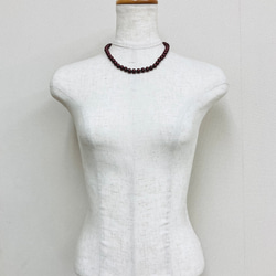 ガラスパールオールノットネックレス/8mm約43cm/ボルドー/R/made in japan 8枚目の画像