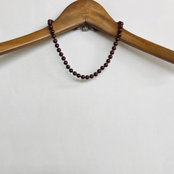 ガラスパールオールノットネックレス/8mm約43cm/ボルドー/R/made in japan 7枚目の画像