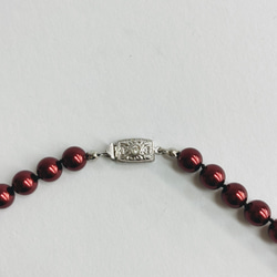 ガラスパールオールノットネックレス/8mm約43cm/ボルドー/R/made in japan 6枚目の画像