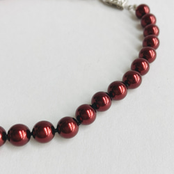 ガラスパールオールノットネックレス/8mm約43cm/ボルドー/R/made in japan 4枚目の画像