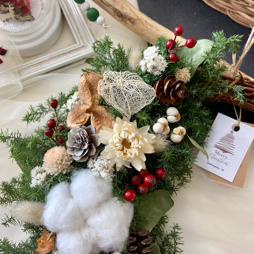 フレッシュヒムロスギクリスマスドライフラワーリース♬ おまけ付き☆