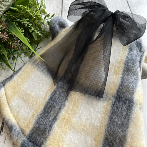 犬服 リボン付きチェックワンピース ペット服・アクセサリー Momo