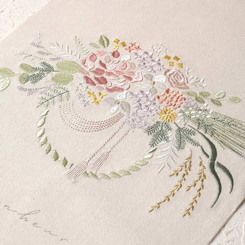 しめ飾り柄】お正月 ＊ 刺繍タペストリー 2025 迎春 新春 新年 謹賀