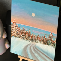 手描き油絵原画-雪景色 3枚目の画像