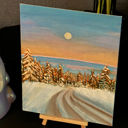 手描き油絵原画-雪景色 5枚目の画像