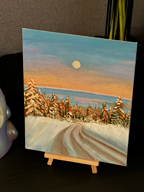 手描き油絵原画-雪景色 5枚目の画像
