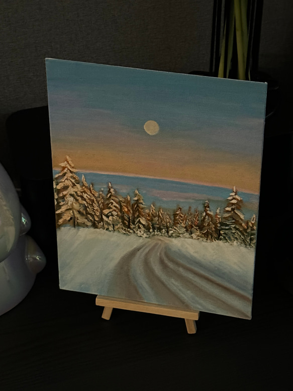 手描き油絵原画-雪景色 4枚目の画像