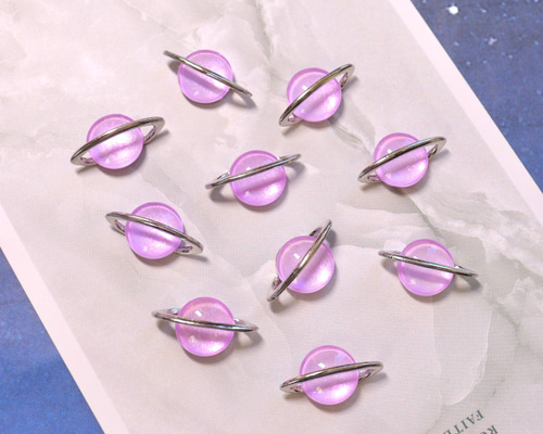 新作☆惑星 土星 デコパーツ パープルグリッター 零配件 handmade