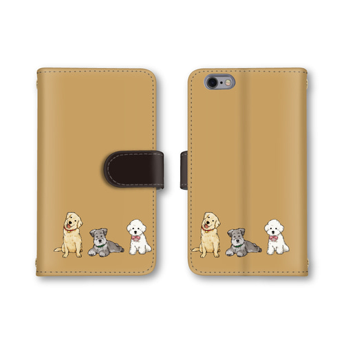 送料無料 スマホケース 手帳型 スマホカバー 犬 いぬ iPhone