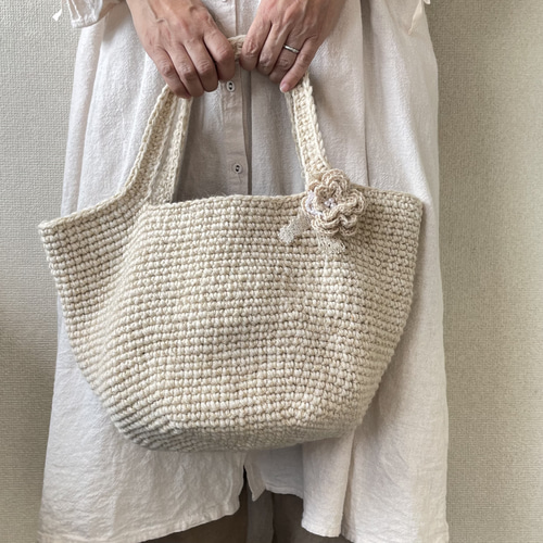 定価15000円　毛糸×麻ブレード付き　かごバッグ 1493907_00_1712031379.jpg