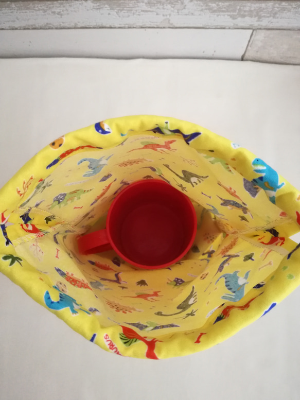 コップ袋・カラフルな恐竜柄(黄色)【入園入学　男の子】 5枚目の画像