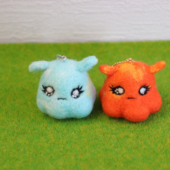 羊毛フェルト めんだこのめんこちゃん 2種類 オレンジ・水色 羊毛