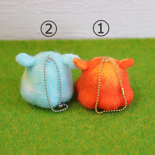 羊毛フェルト めんだこのめんこちゃん 2種類 オレンジ・水色 羊毛
