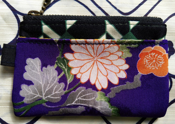 小物入れ　着物･紫地の菊と梅 2枚目の画像