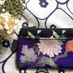小物入れ　着物･紫地の菊と梅 1枚目の画像